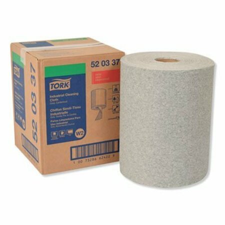 ESSITY Tork, INDUSTRIAL CLEANING CLOTHS, 1-PLY, 12.6 X 10, GRAY, 500 WIPES/ROLL 520337